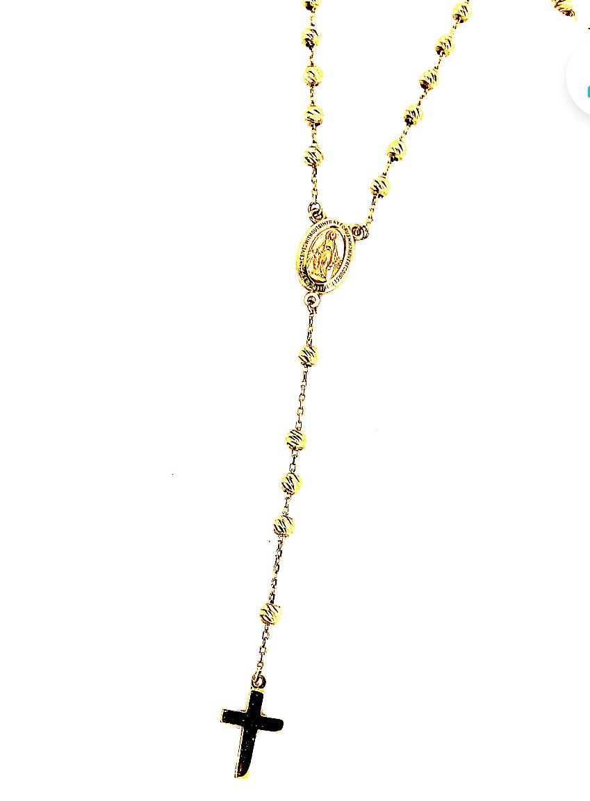 18K yellow gold Dimaond cut rosary necklace