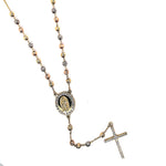 ladies 9k three tone rosary Cz on Mary and cross