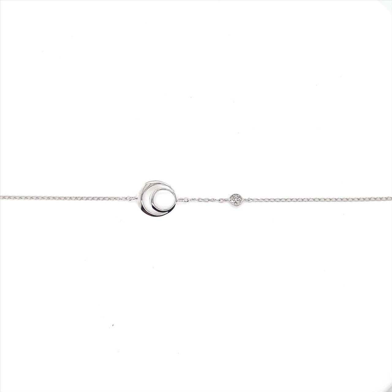 9k WG Diamond Circle Bracelet 7D=0.02ct Bracelet 19cm