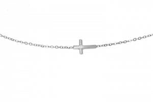 9k WG Italian Bracelet with Cross 19cm (Inc 2cm Adjustable links) Approx 1.3g