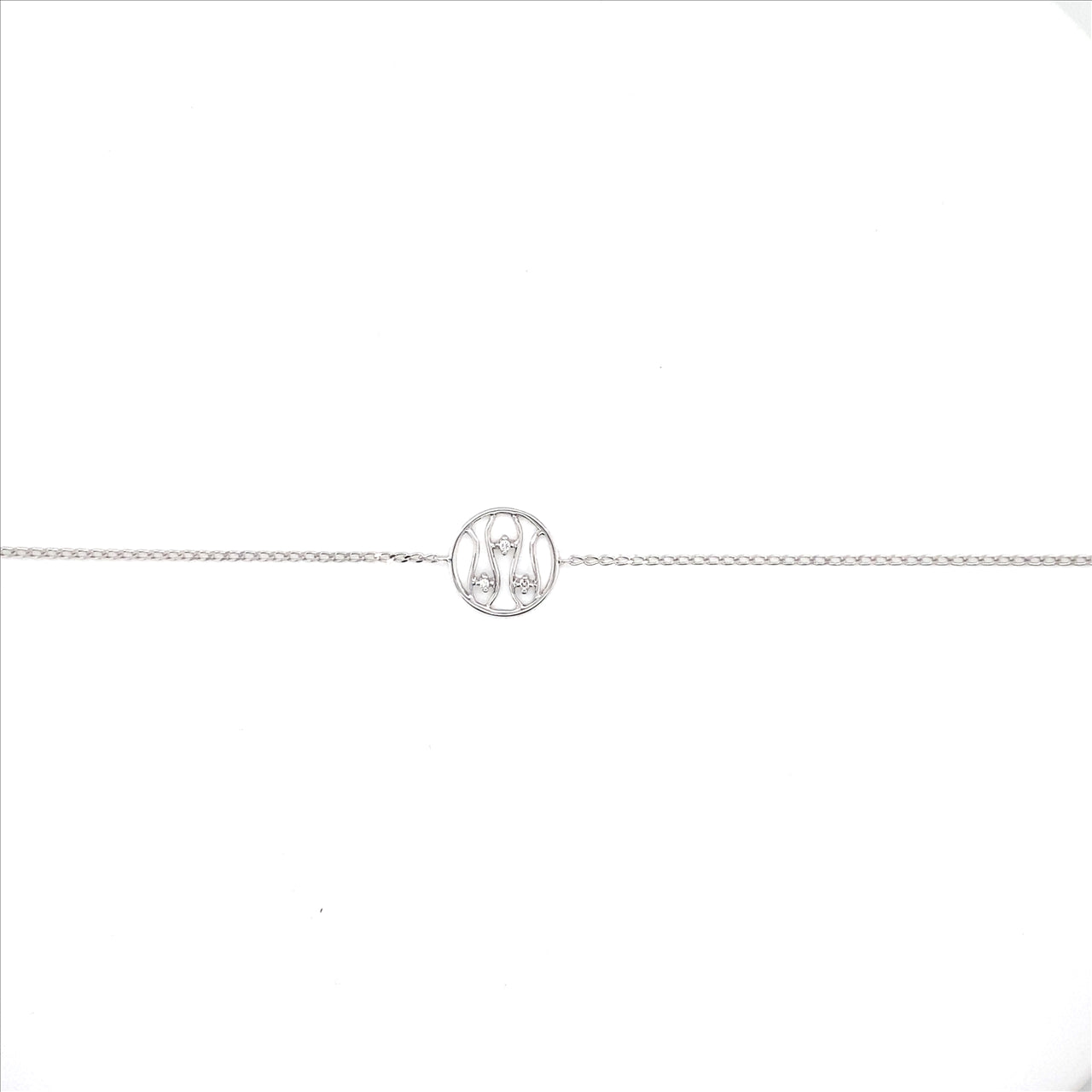 9k WG Diamond Circle Bracelet 3D=0.02ct Bracelet 19cm