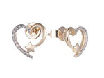 9K yellow gold Diamond heart Studs