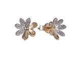 9K yellow gold floral diamonds Studs