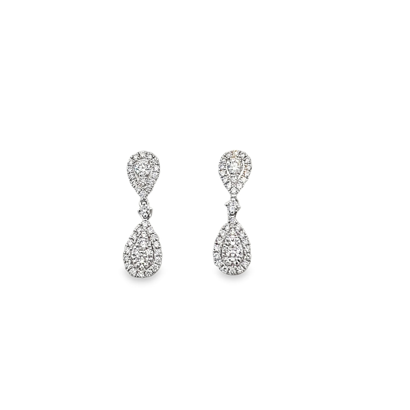 18k white gold Diamond pear shape earrings 0.44 0.48