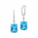 Royal Jewellery 14K White Gold Diamond & Blue Topaz 9.25ct Earrings