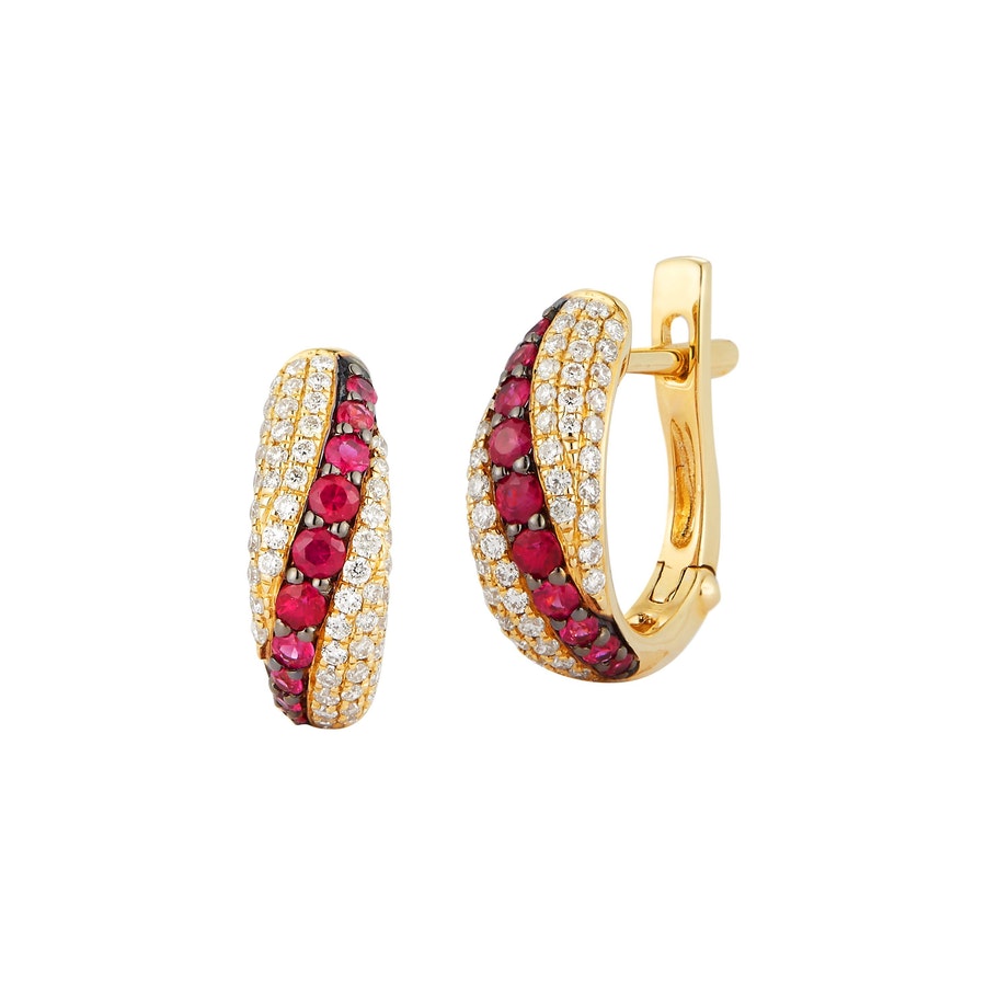 14K Yellow Gold Ruby and Diamond Earring TDW 0.48ct 0.45ct Ruby