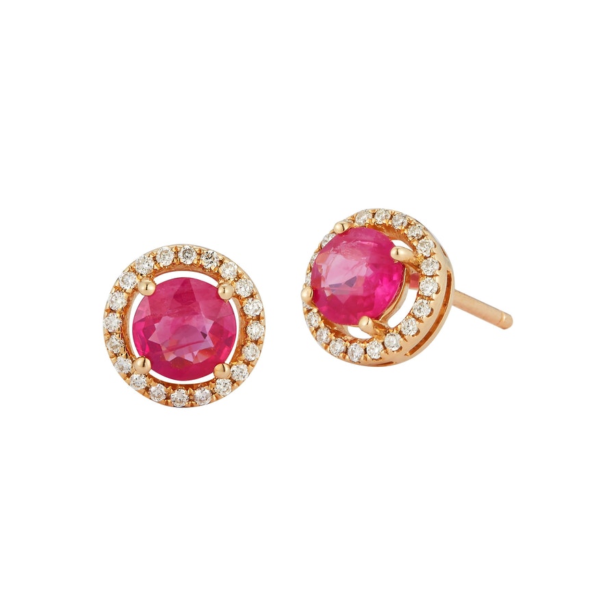 14K YELLOW GOLD RUBY AND DIAMOND EARRINGS TDW 0.15ct 0.94ct