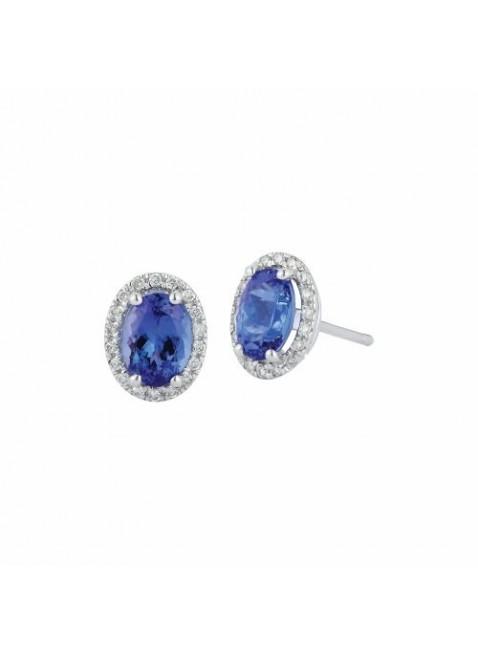 Royal Jewellery 14K White Gold Diamond & Tanzanite 1.68ct Earrings