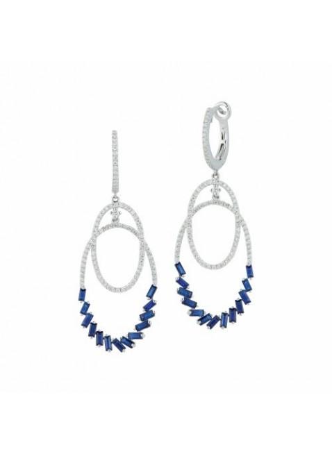 Royal Jewellery 14K White Gold Diamond & Sapphire 1.25ct Earrings