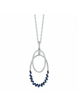 Royal Jewellery 14K White Gold Diamond & Sapphire 0.68ct Pendant