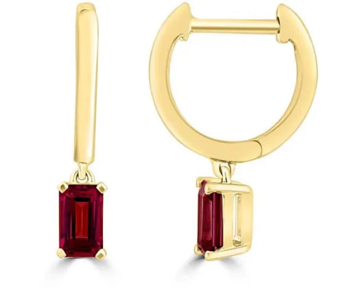 9K YG EMERALD CUT RHODOLITE GARNET E/R