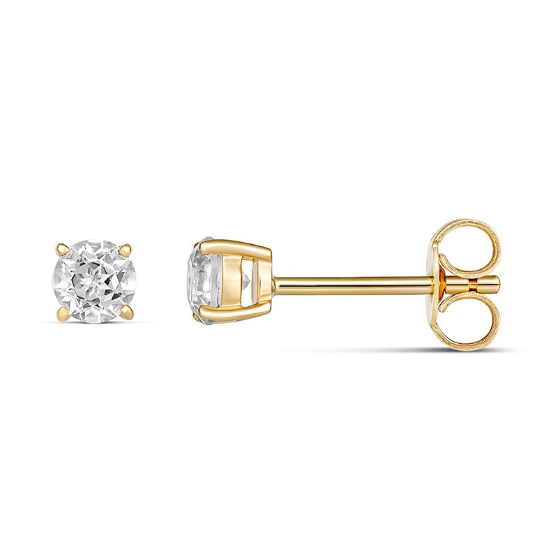 Alice White Topaz April Birthstone Earring 9kt Yellow Gold