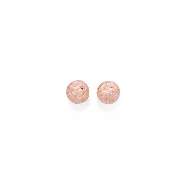 9k rose gold diamond cut ball studs