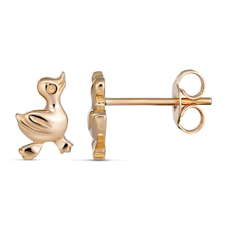 9K Yellow Gold Duck Studs