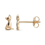 9K Yellow Gold Cat Stud Earrings