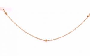 9k YG Round Oval Link 1.2mm Chain with ball Links. Approx 2.05g