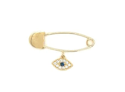 9K Yg Solid Pin With Eye Cz Charm 23Mm
