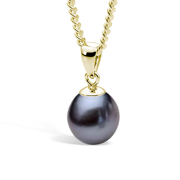 9CT YG DYED BLACK 7.5-8MM FWP PENDANT