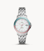 ladies fossil wacth multi coloured bezel