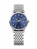 Maurice Lacroix ELIROS Blue, 8 diams, rhodied indexes 9 rows Metal band Stainless steel case 30mm