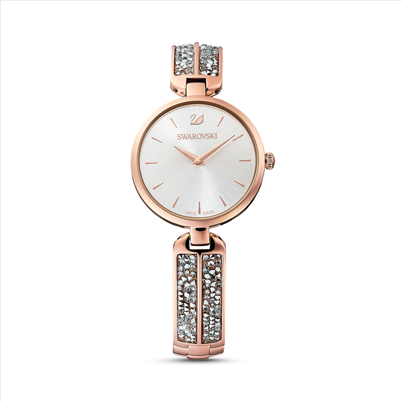 Dream Rock watch, Swiss Made, Metal bracelet, Silver Tone, Rose gold-tone finish