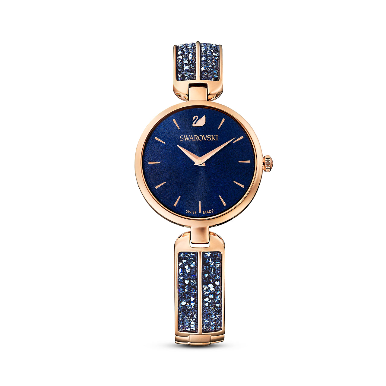 Dream Rock watch, Swiss Made, Metal bracelet, Blue, Rose gold-tone finish