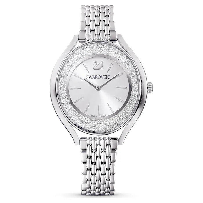 Crystalline Aura watch, Swiss Made, Metal bracelet, Silver Tone, Stainless steel