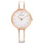 Crystalline Delight watch, Swiss Made, Metal bracelet, White, Rose gold-tone finish