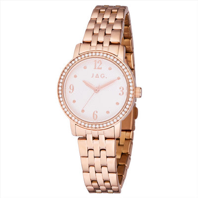 Watches Galore - Jag Stephanie Rose Gold and White Women's Watch