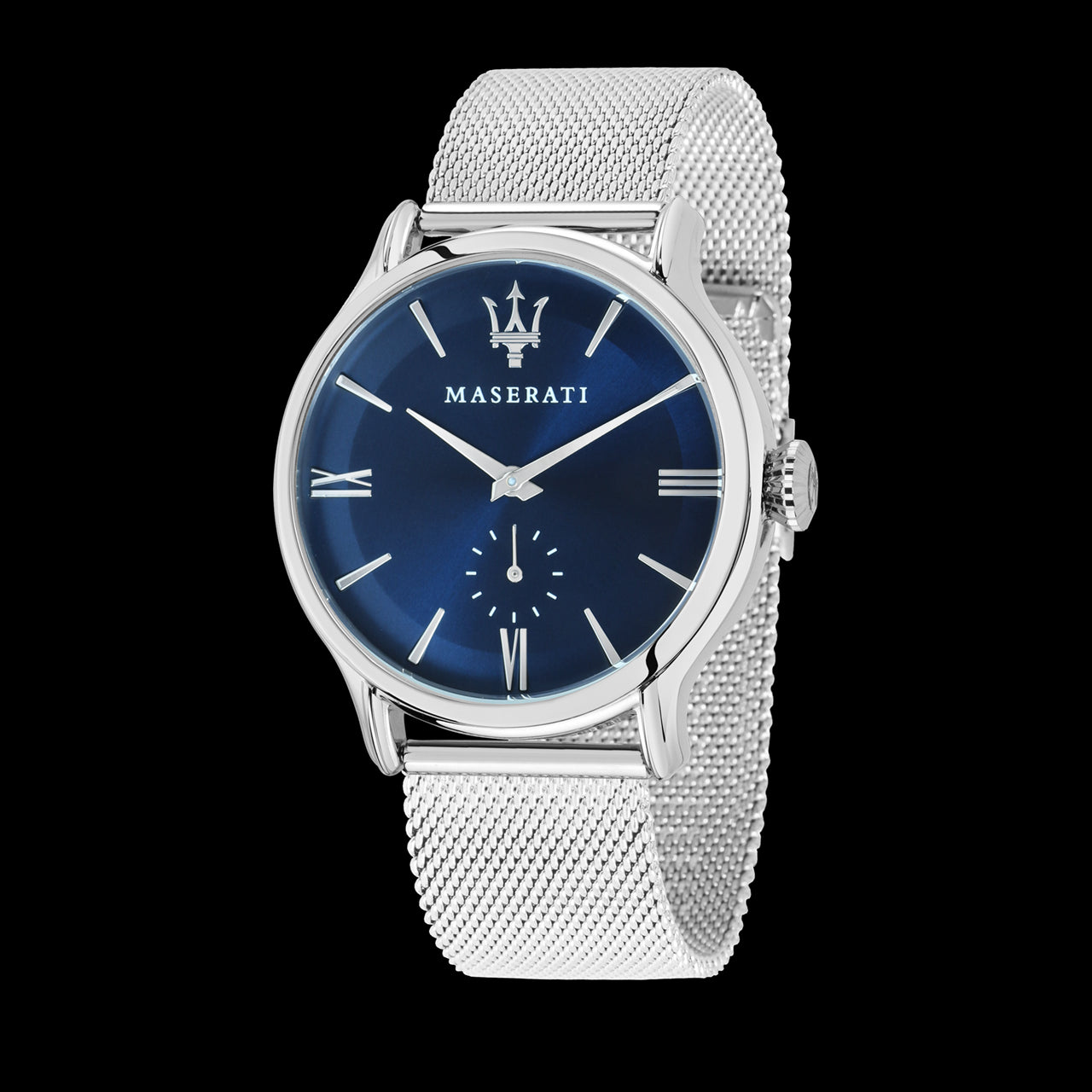 MASERATI EPOCA EXT 42MM 3H BLUE DIAL MESH B SS