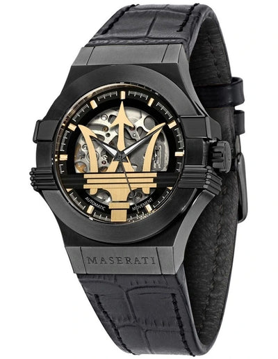 Maserati Potenza Auto 42Mm Blk Dial Blk St Yg Pvd