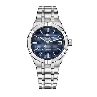 Maurice Lacroix Stainless steel case	39mm	Blue Clou de Paris, rhodied indexes	Stainless steel bracelet	Novelties 2019