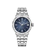 Maurice Lacroix Stainless steel case	39mm	Blue Clou de Paris, rhodied indexes	Stainless steel bracelet	Novelties 2019