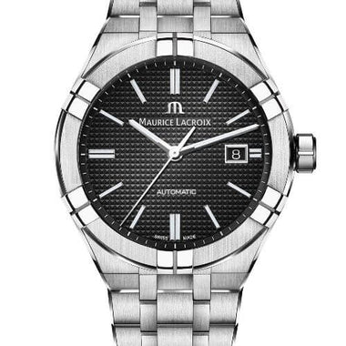 Maurice Lacroix AIKON Black Clou de Paris, rhodied indexes Stainless steel bracelet Stainless steel case 42mm