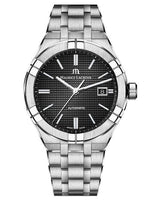 Maurice Lacroix AIKON Black Clou de Paris, rhodied indexes Stainless steel bracelet Stainless steel case 42mm