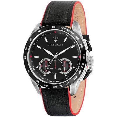 MASERATI TRAGUARDO 45MM CHR BLACK DIAL BLACK STR