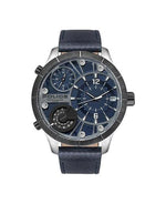 Police Bushmaster Blue Leather Strap Watch