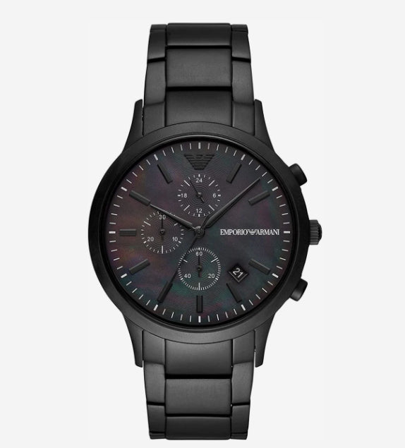 Gents Emporio Armani Chronograph Black Mother Of Pearl Dial