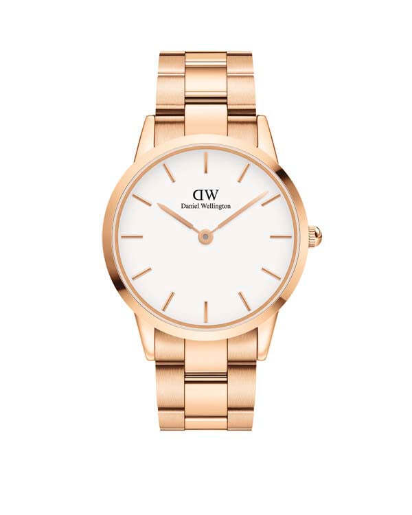 Iconic Link 40 Rose Gold & White Watch - DW00100343
