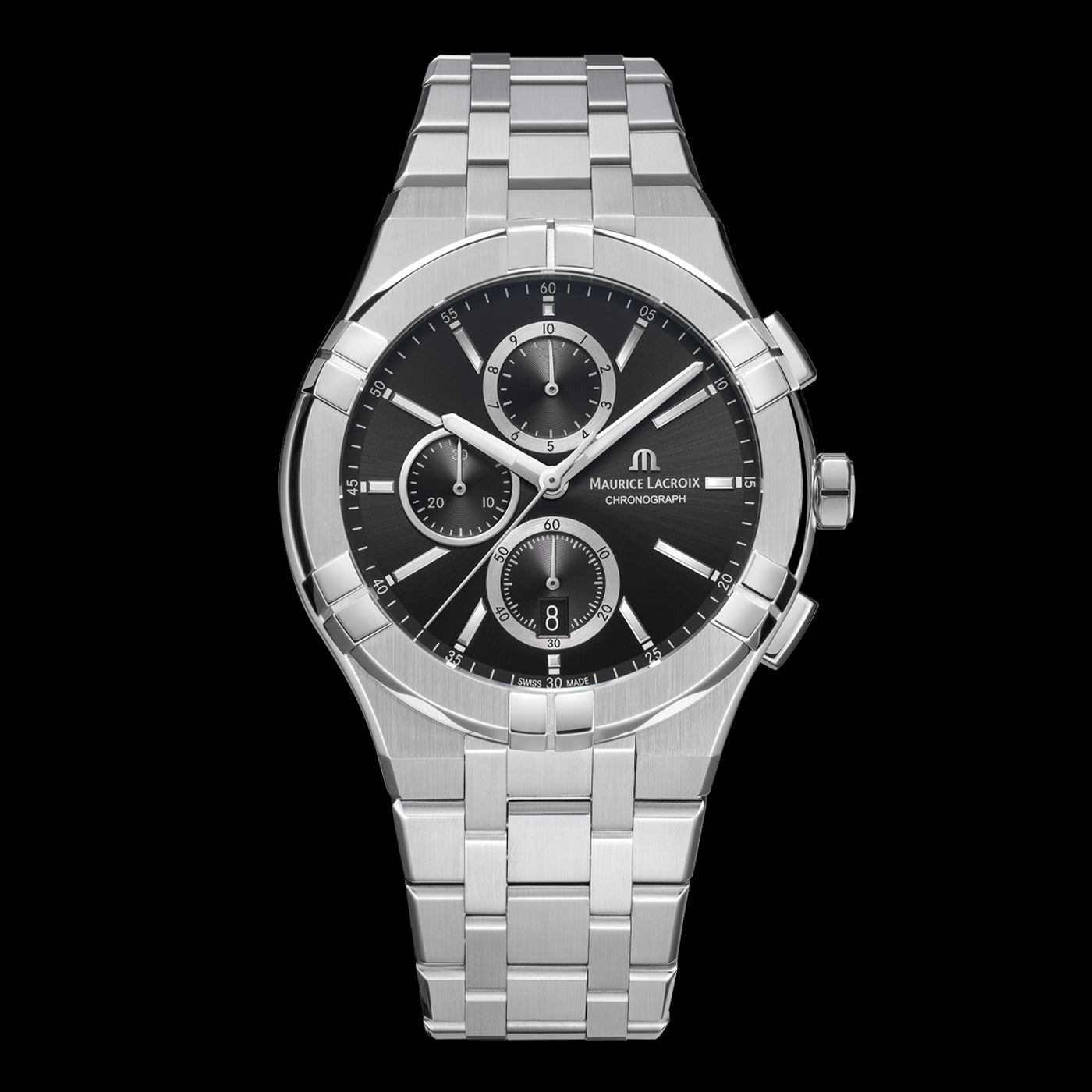 AIKON QUARTZ CHRONOGRAPH, BLACK DIAL, 44MM