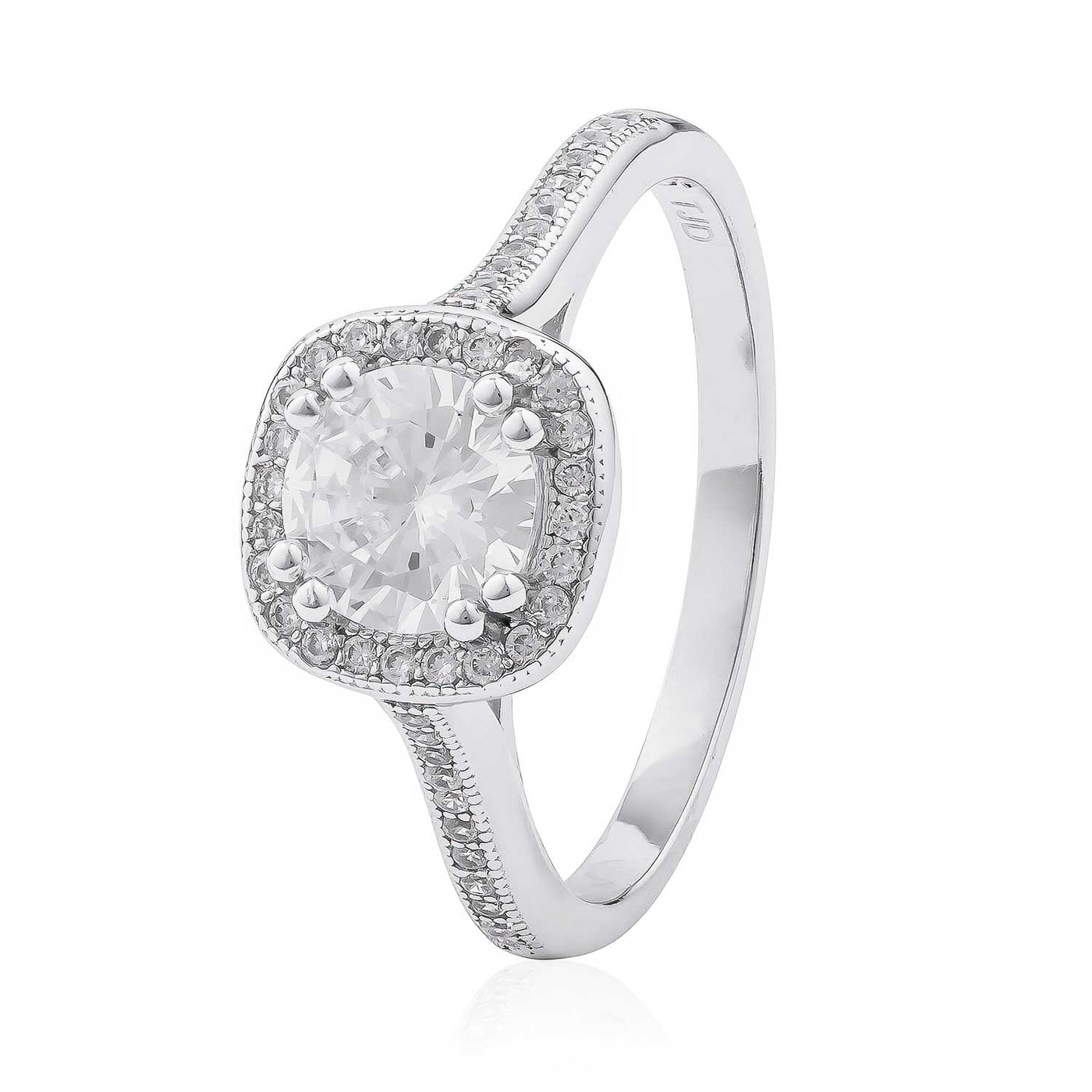 RHODIUM PLATED SILVER CZ RING