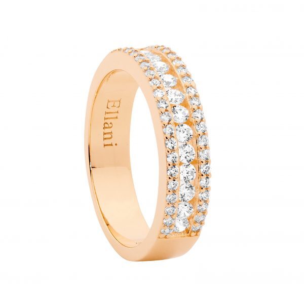 SS WH Rose Gold Ring Channel Set Centre