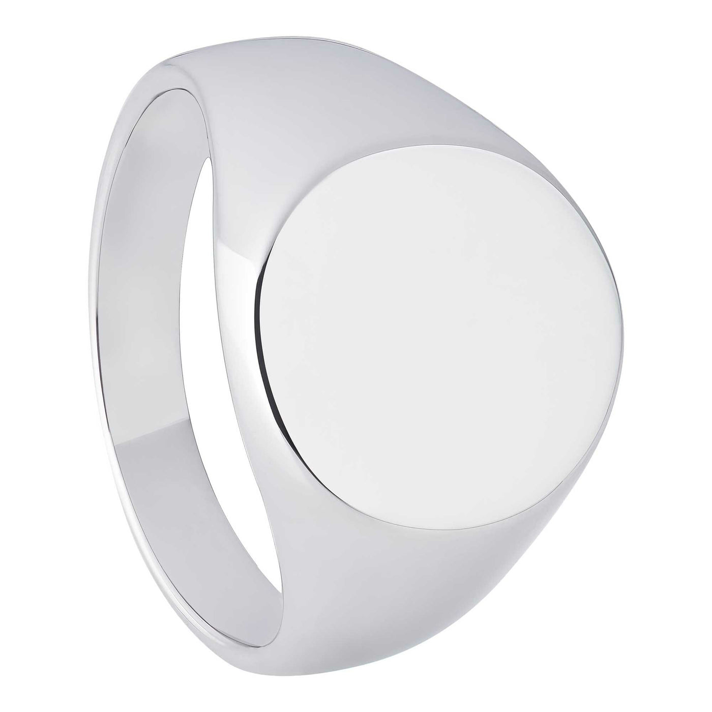 Rhodium Plated Sterling Silver Men’s Round Signet Ring