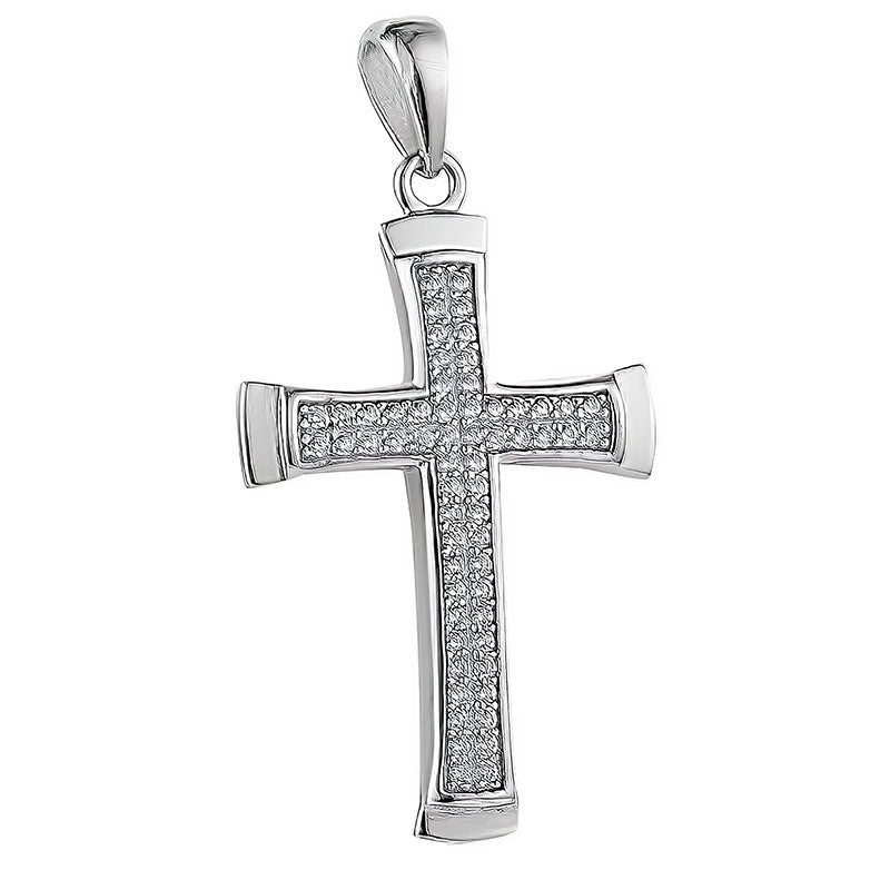 Rhodium Plated Sterling Silver Cross Pendant