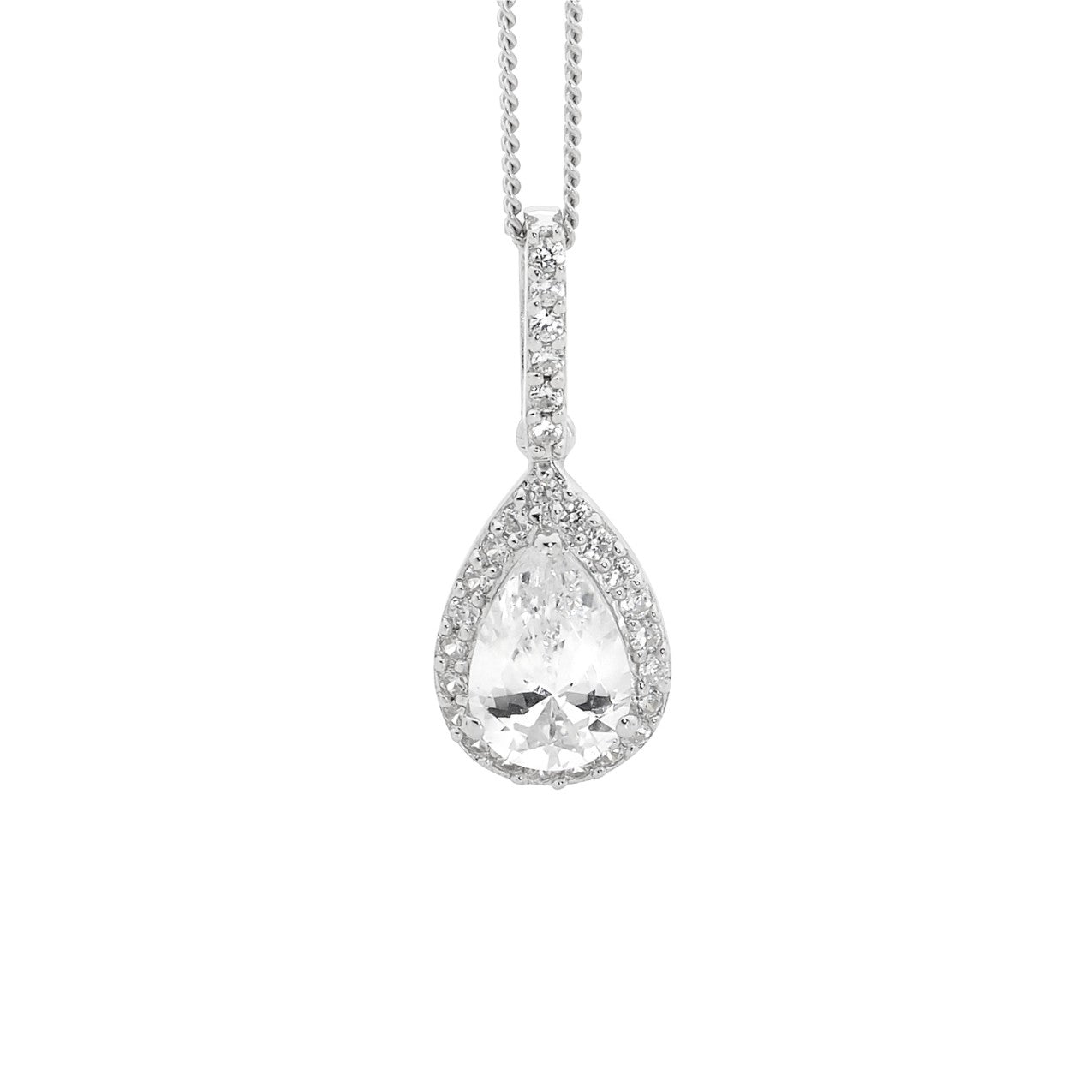 Pear Shape Ellani Ladies Pendant With Halo