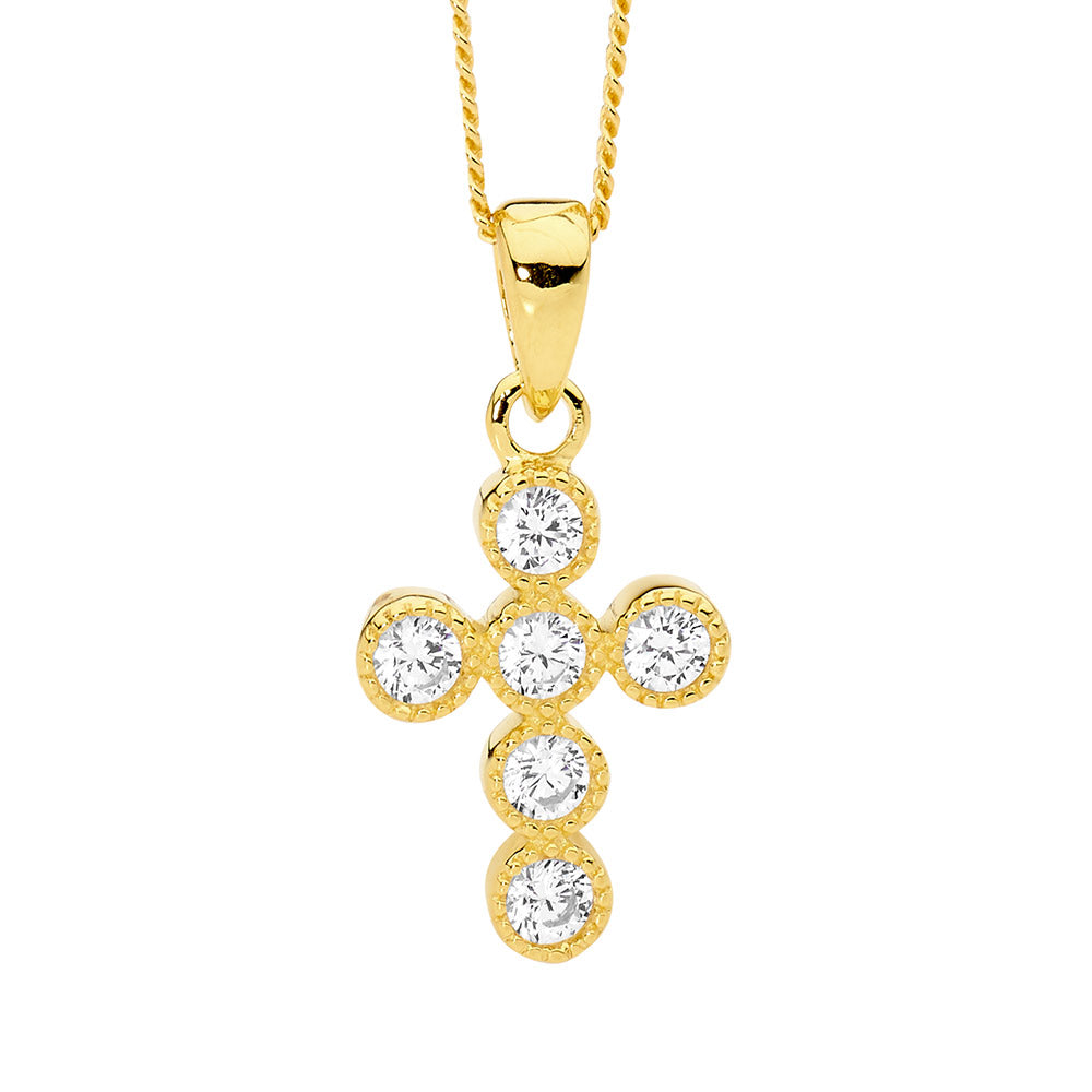 Gold plated cross with CZ