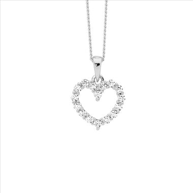 SS wh cz 11mm open heart pendant - RRP $59