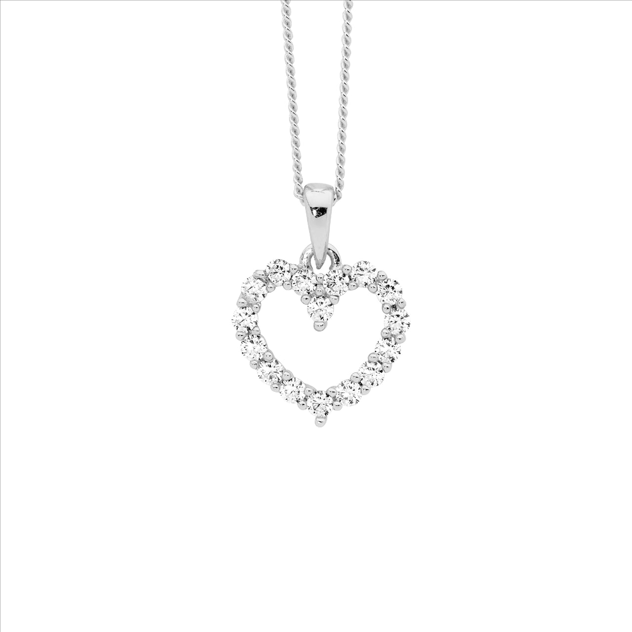 SS wh cz 11mm open heart pendant - RRP $59