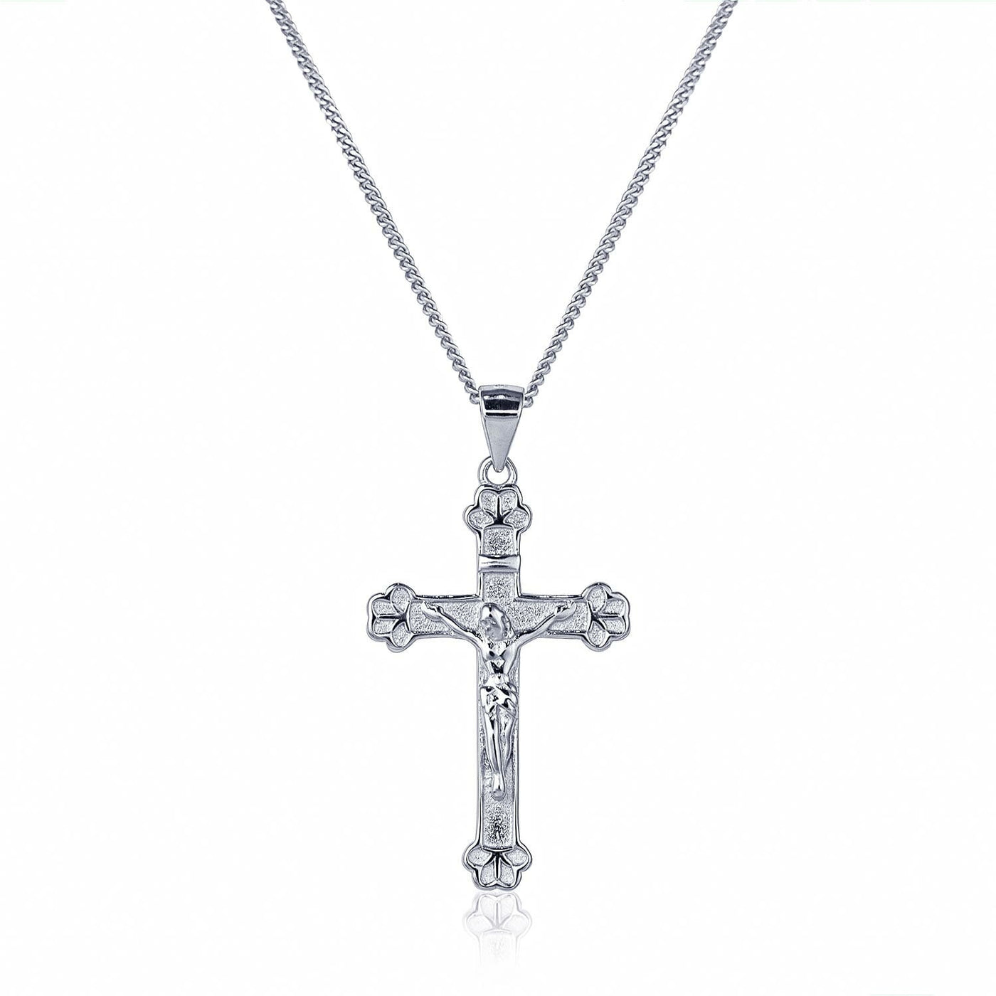 Rhodium Plated Sterling Silver Cross Pendant