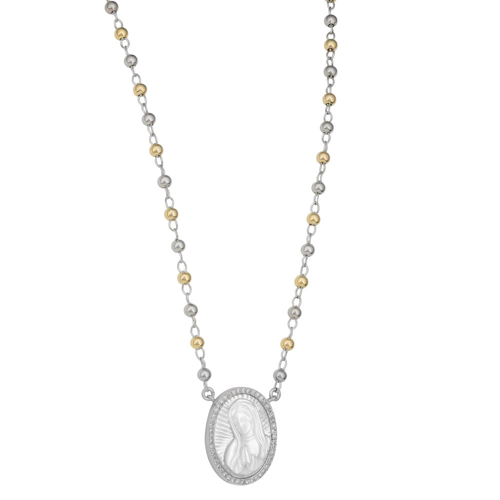 sterling silver two tone mother mary pendant